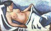 August Macke, Reclining female nude